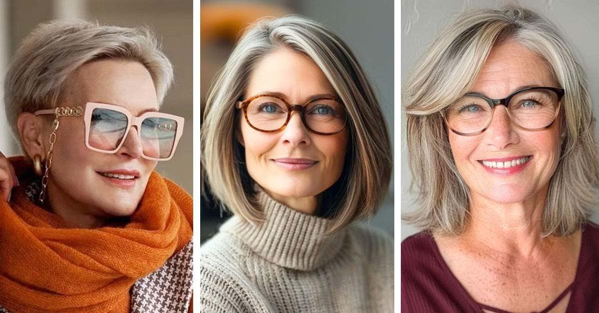 20 coupes courtes pour les femmes de 50 ans avec des lunettes tendance 2024