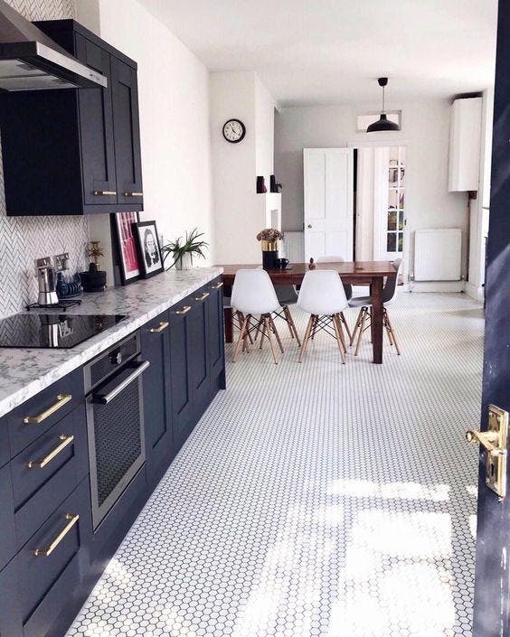 Classic white penny tiles in the kitchen