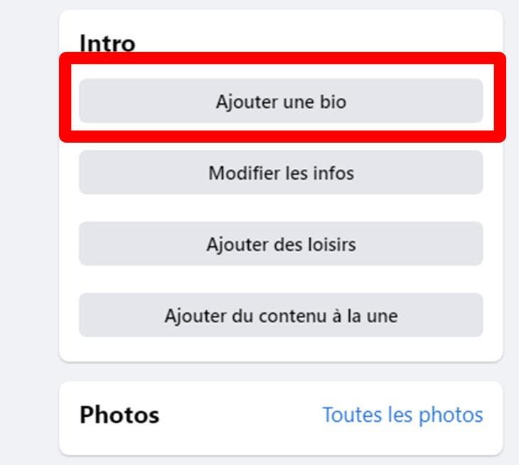 Ajouter une biographie à son compte