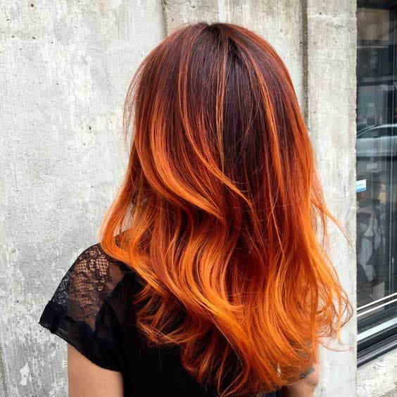 Balayage cuivré sur cheveux auburn foncé1