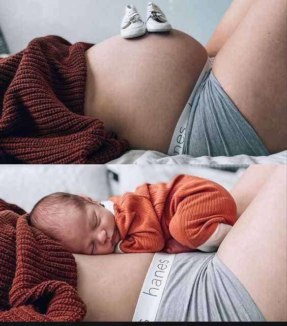 Bébé sur le ventre de sa maman