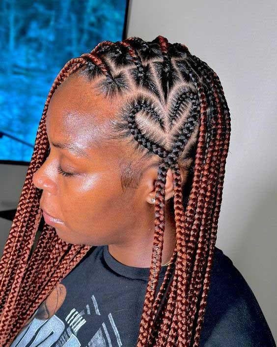 Box braids formant un cœur