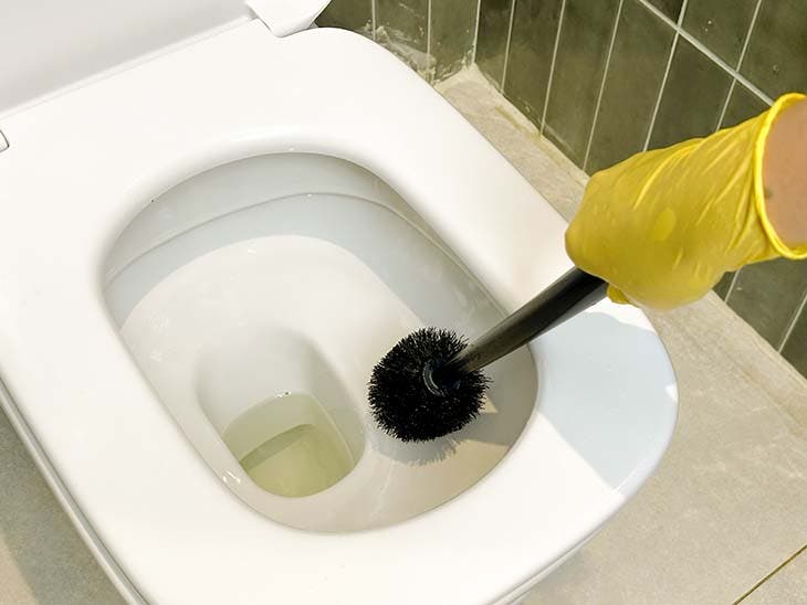 Brossez la cuvette des toilettes avec la préparation à base d'acide chlorhydrique