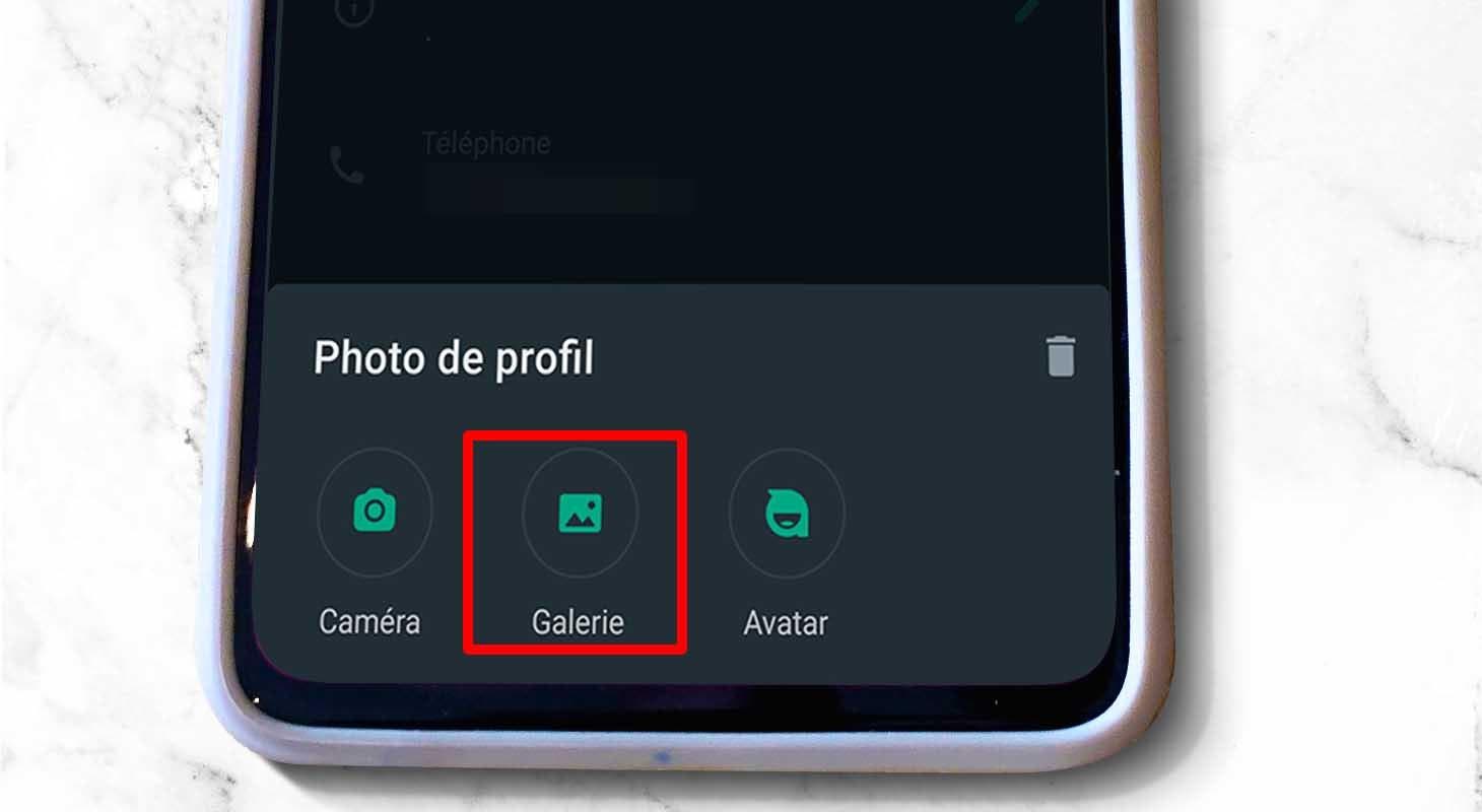 Caméra / galerie pour choix photo de profil android