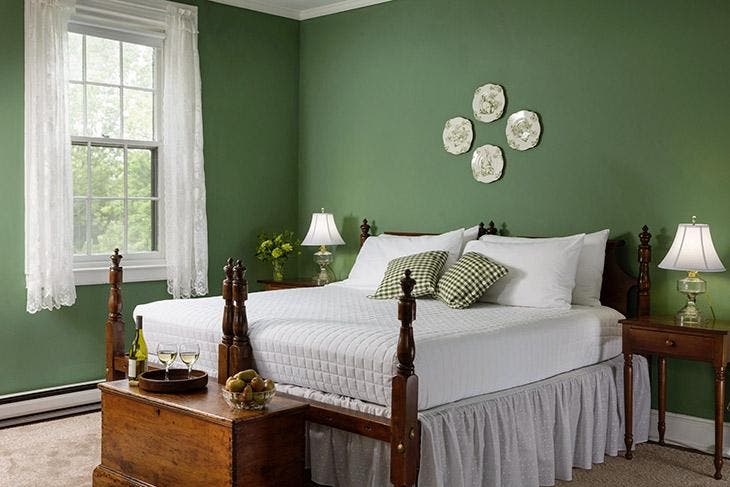 Chambre à coucher peinte en vert sauvage