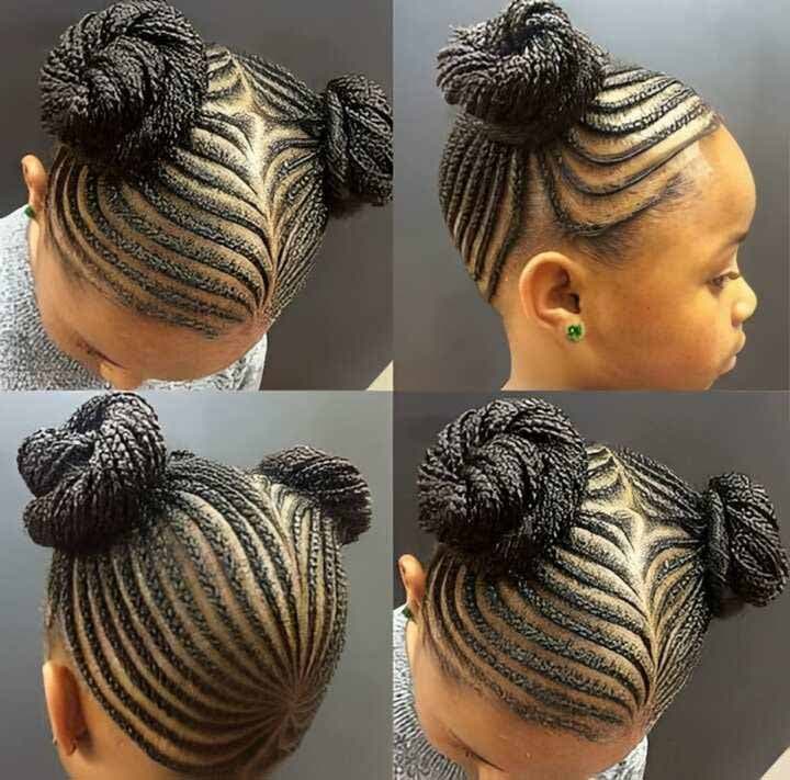 Coiffure africaine en chignon pour petite fille