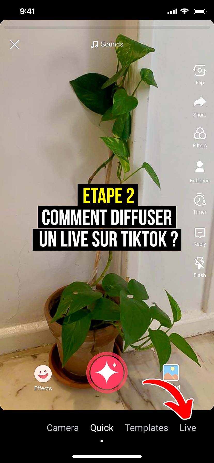 Comment faire un live sur Tiktok en 2023 - etape 2. 