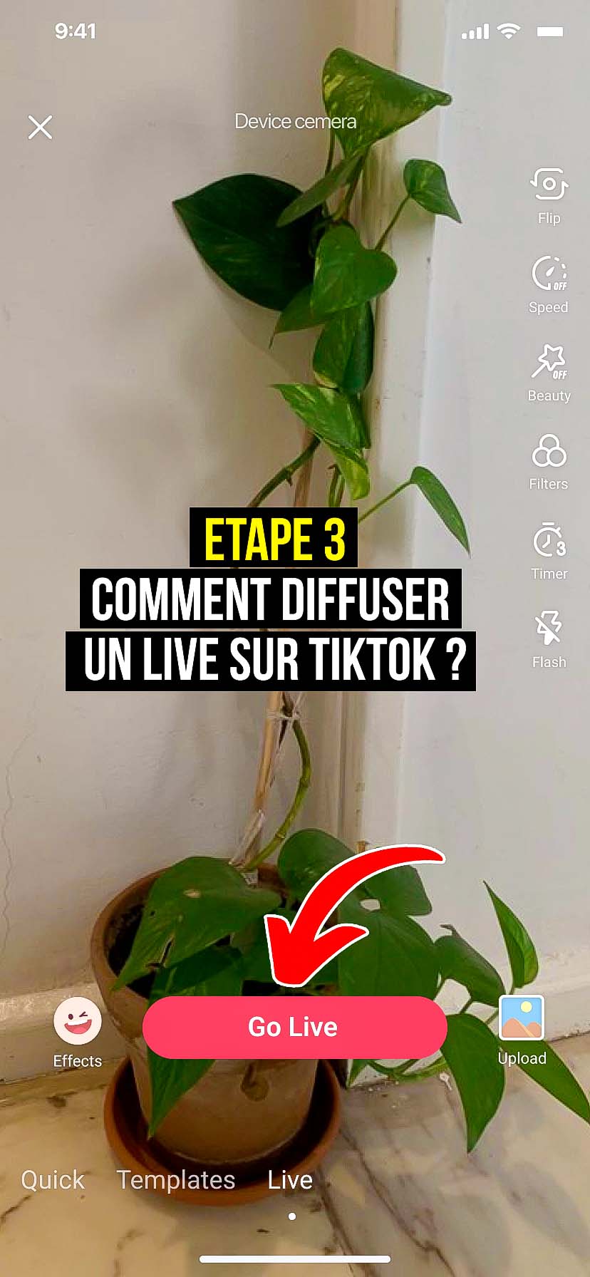 Comment faire un live sur Tiktok en 2023 - etape 3.