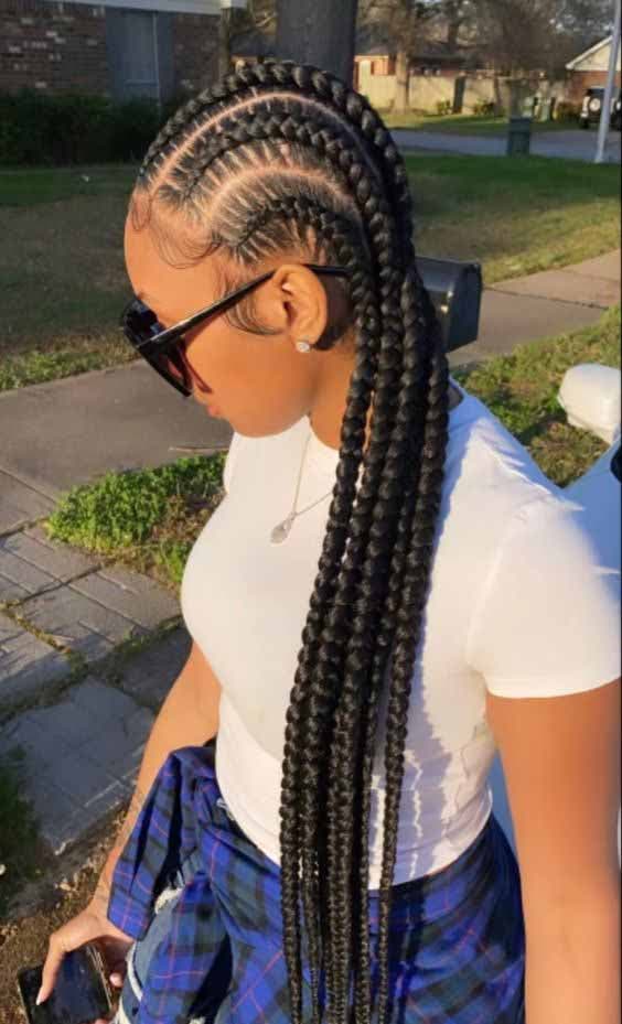 Cornrows épais pour cheveux longs