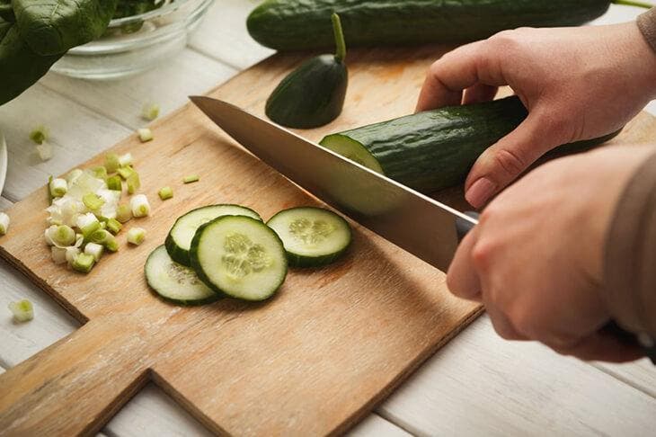 Cut a cucumber