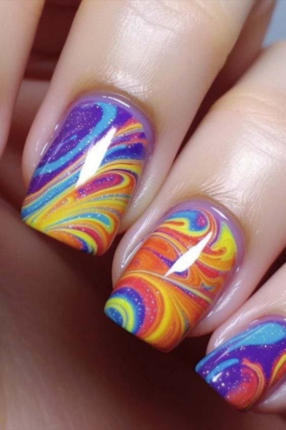 Designs d’ongles avec des couleurs flashy