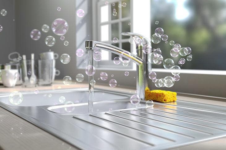 Dish sponge near the sink