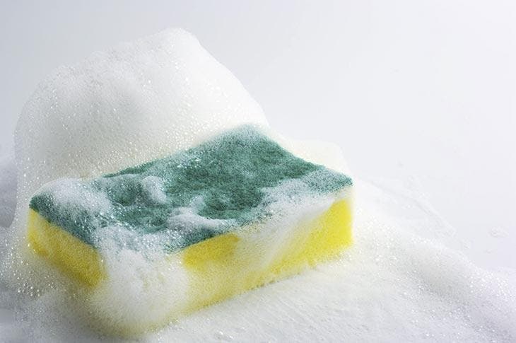 Foam covered dish sponge