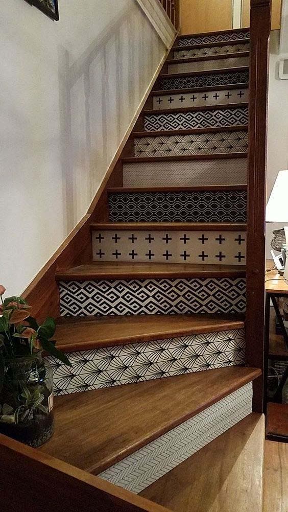 Escaliers personnalisés avec du papier peint