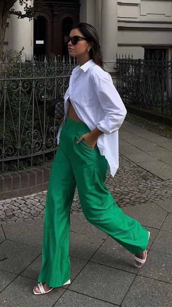 Idée de tenue en vert et en blanc