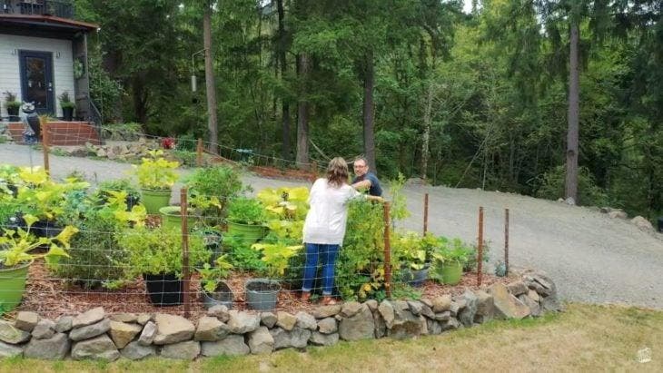 Jamie et Dave Hinckle dans le jardin