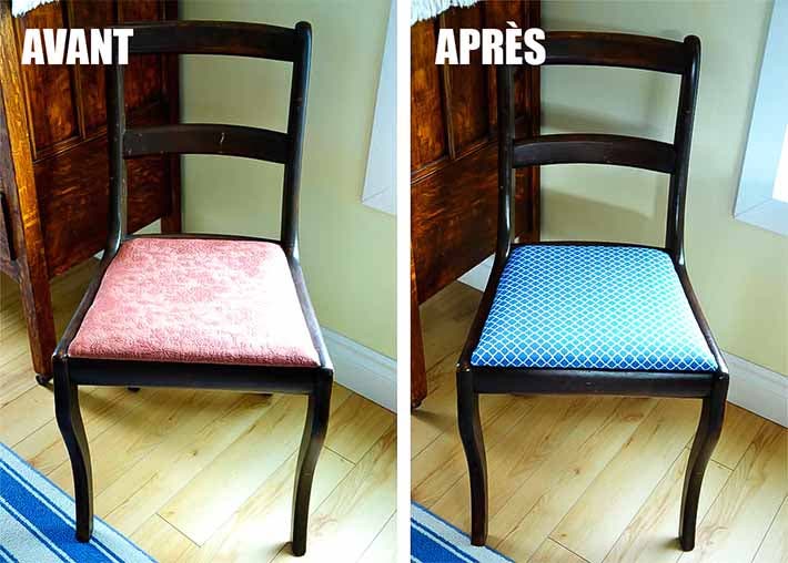 La chaise avant et après