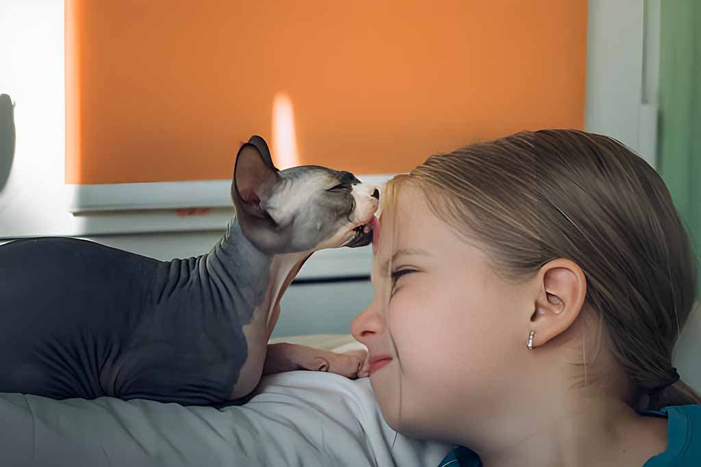 Le chat Sphynx est doux et affectueux