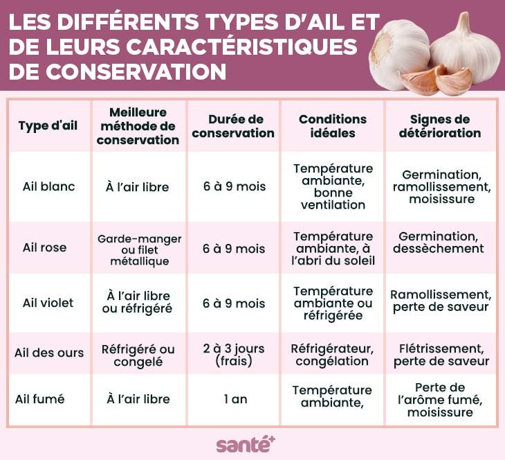 Les différents types d'ail et de leurs caractéristiques de conservation_