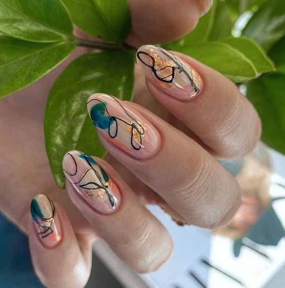 Nail art nude abstrait1