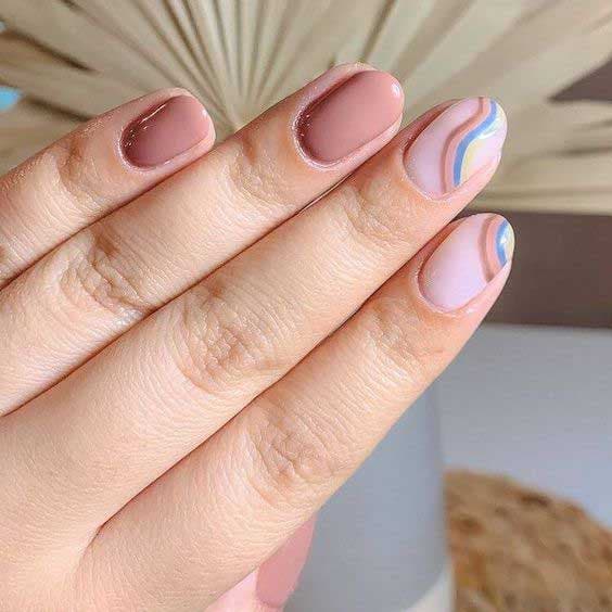 Ongles arc en ciel nude 