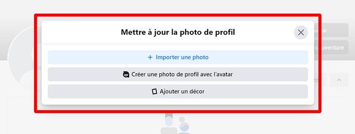 Options de création et de sélection de photo de profil