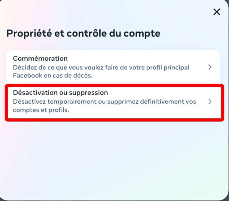 Désactivation ou suppression