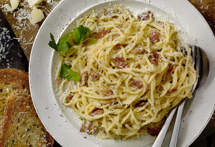 Spaghettis à la carbonara