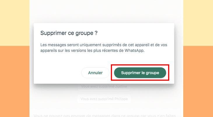 Supprimer le groupe WhatsApp