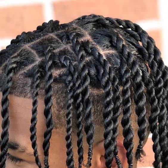 Taper avec tresses en torsades à deux brins