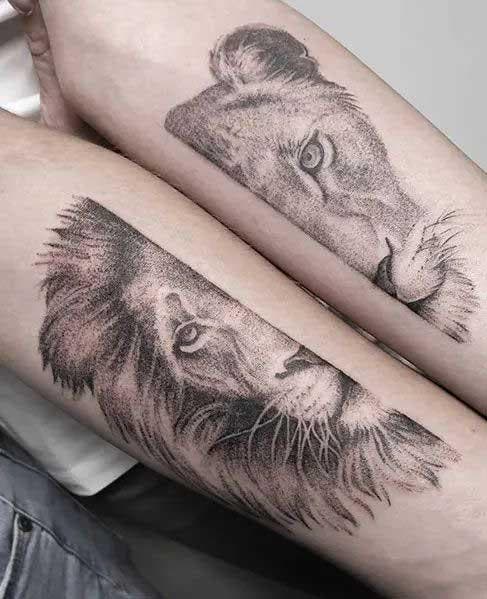 Tatouage d'un Lion et lionne pour couples