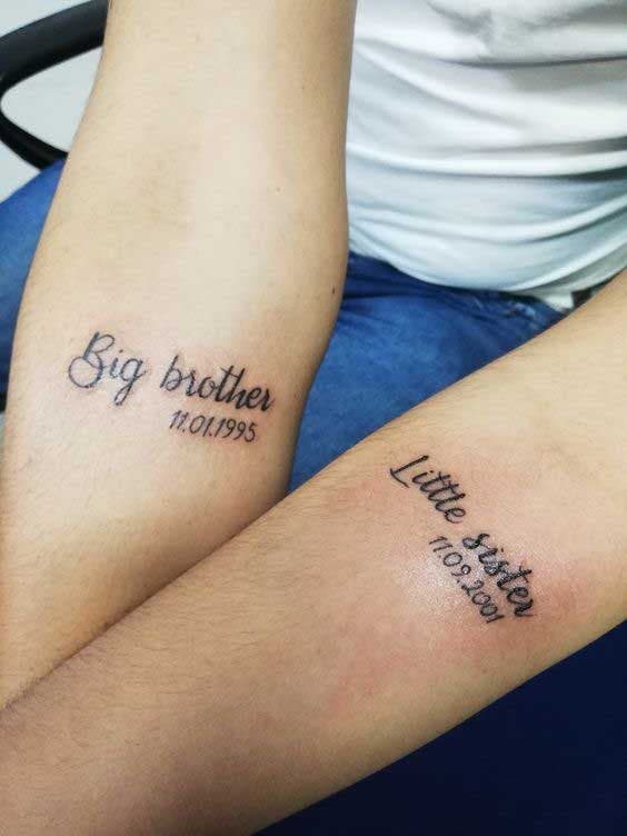 Tatouage d'un frère et sa sœur en anglais « Brother and sister » 