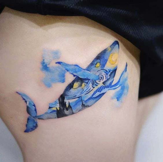 Tatouage requins façon “Van Gogh”