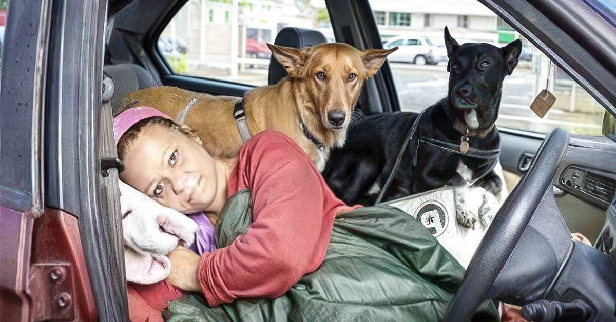 Cette femme a préféré vivre dans son véhicule pour rester avec ses chiens adorables