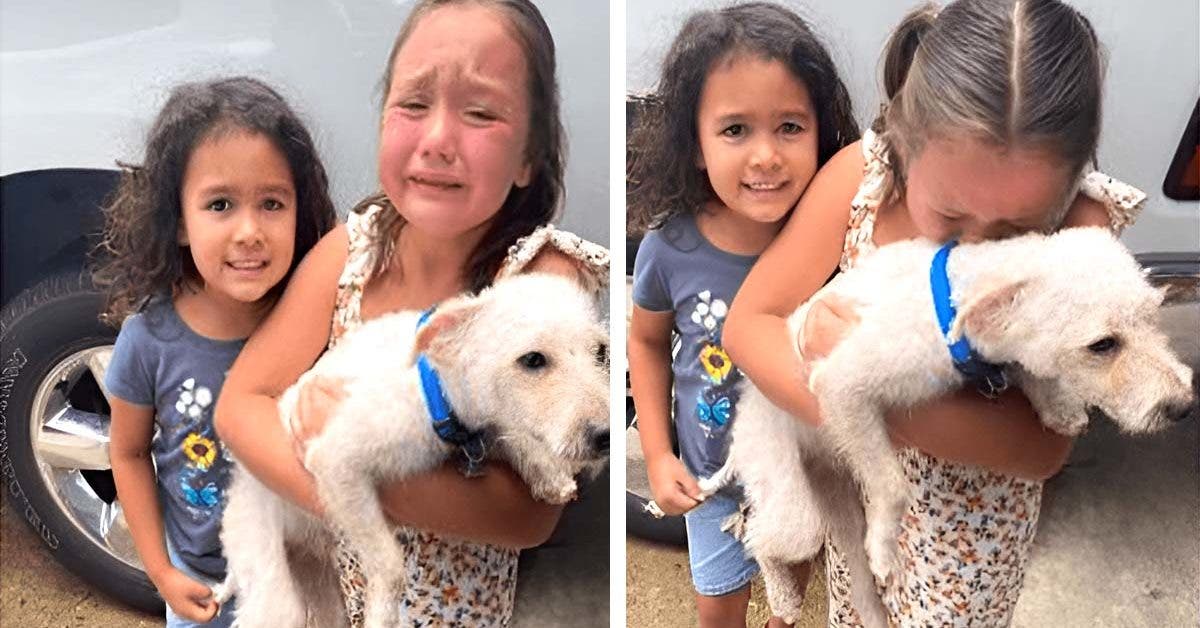 Cette petite fille exprime son bonheur lorsque son chien perdu est enfin retrouvé