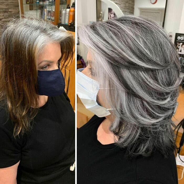 Cheveux noirs et gris 