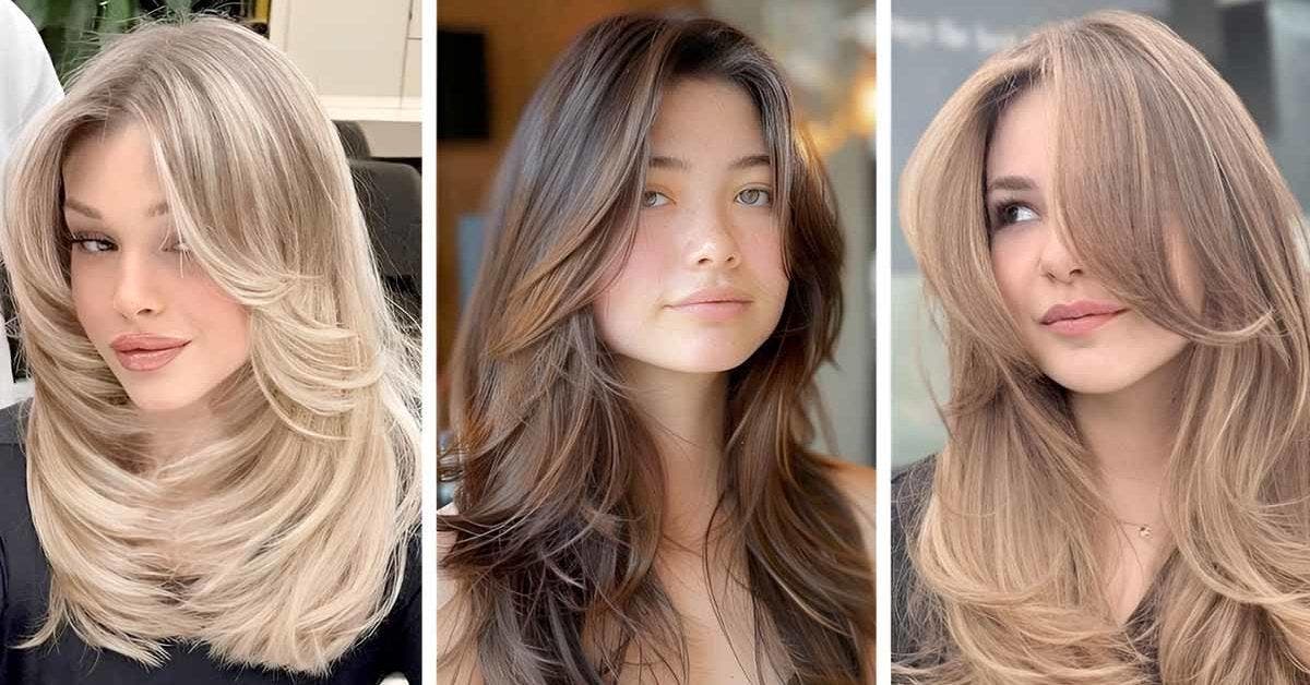 Frange rideau longue effilée : 15 idées de coiffures tendances en 2024
