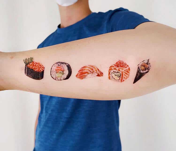 Tatouage Manchon de bras de sushi 