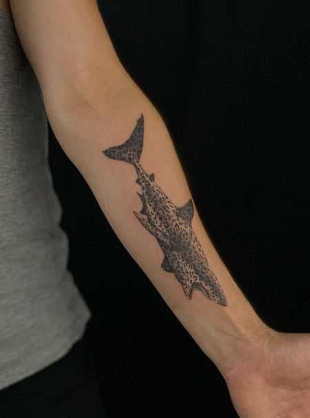 Tatouage d'avant-bras de requin léopard pour les bras