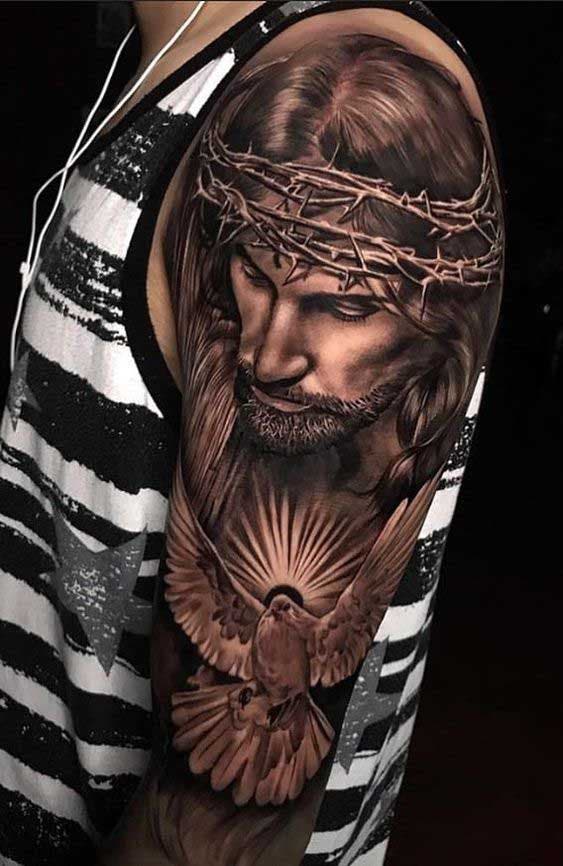 Tatouage de Jésus sur le bras 