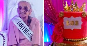 Une grand-mère est habillé en « reine » pour fêter son 103e anniversaire « Merci pour vos voeux »